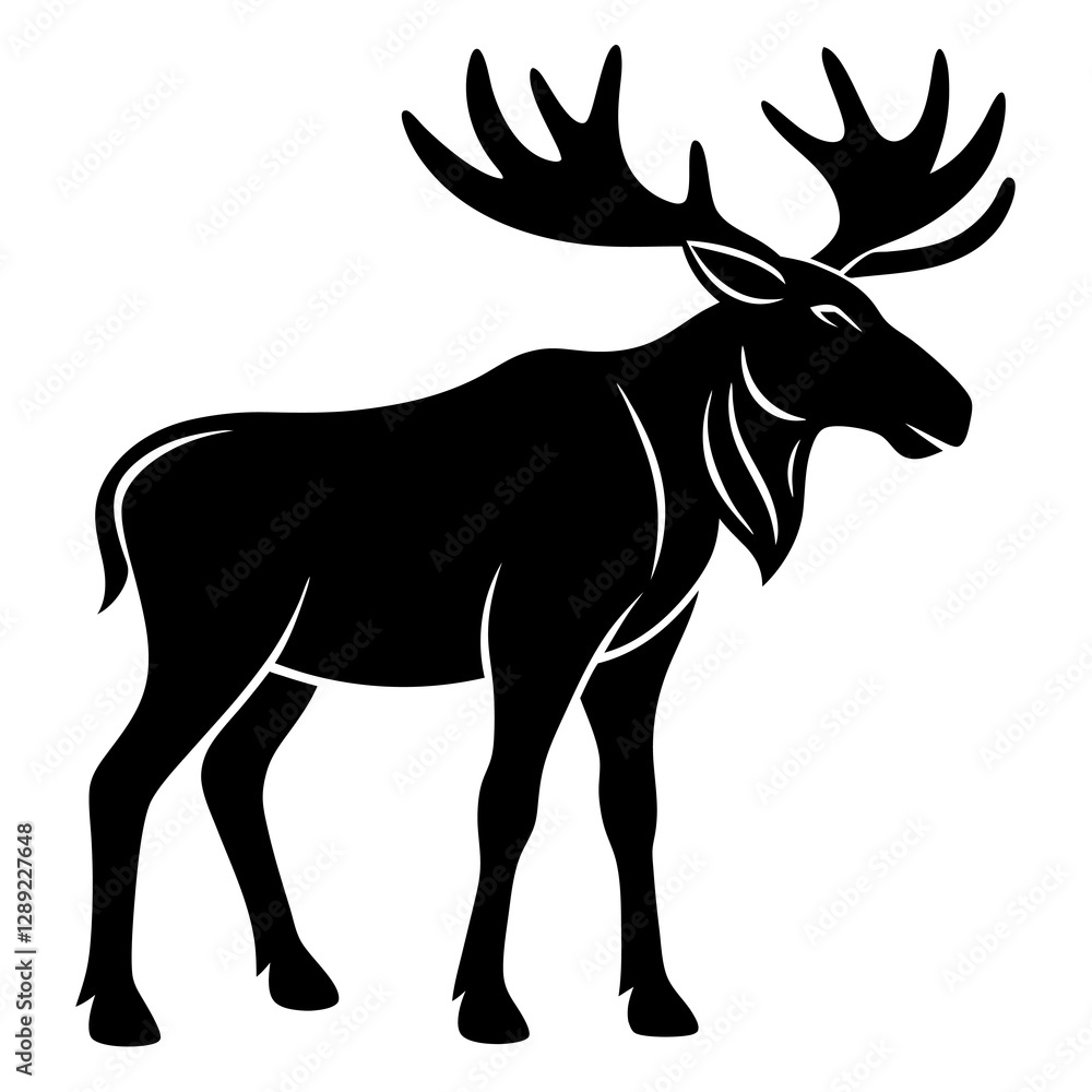 Obraz premium Moose Silhouette Vector Icon High-Quality.