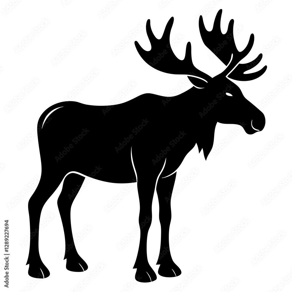 Obraz premium Moose Silhouette Vector Icon High-Quality.