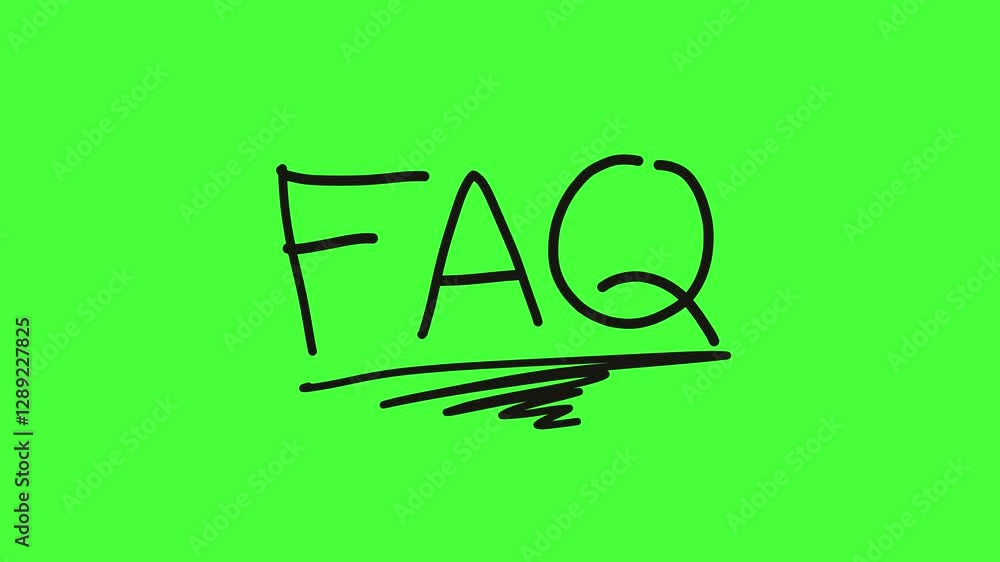 hand drawn faq on green screen video. chroma key hand drawn faq on green screen video. chroma key