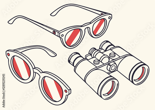 Playful Binoculars and Sunglasses Illustration for Adventurers.