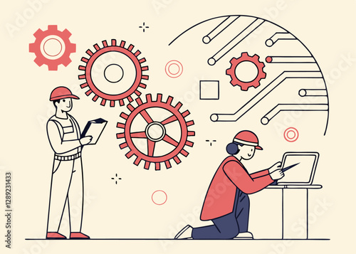 Modern Flat Design Engineering Background for Creative Projects.