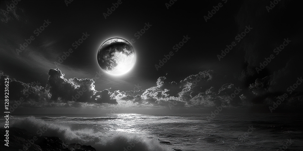 Fototapeta premium Lunar Eclipse Sun (B&W) 