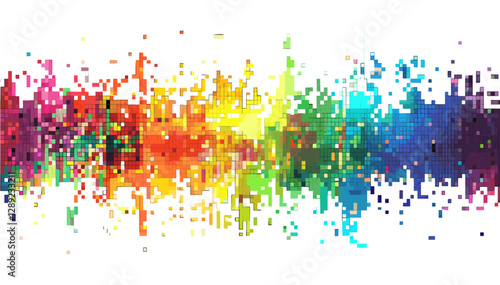 Modern vector art, rainbow pixel design, isolated on transparent or white background, colorful abstract graphic, vibrant modern style, creative digital art, pixel illustration