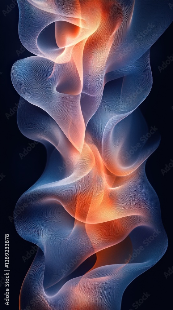 Abstract Flowing Waves of Light in Blue and Orange Tones Abstract Flowing Waves of Light in Blue and Orange Tones