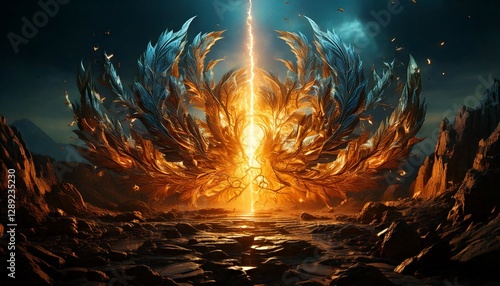 Abstract expression of the eternal struggle between good and evil in the form of a mystical atmosphere. 8K format