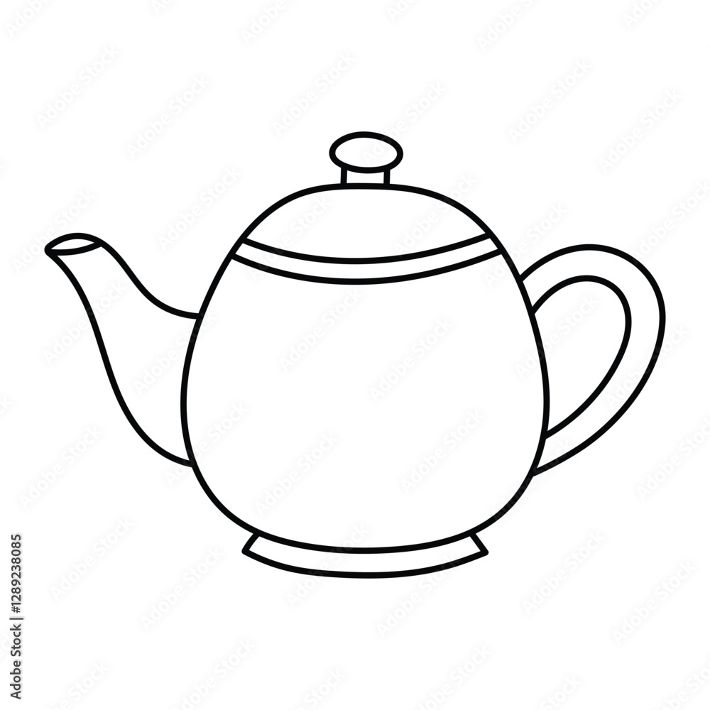 Teapot vector illustration. Classic ceramic teapot icon in doodle style. Black outline isolated on white background. Teapot vector illustration. Classic ceramic teapot icon in doodle style. Black outline isolated on white background.
