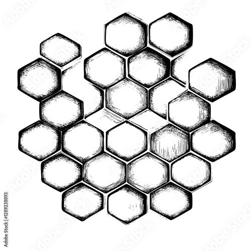 Vector Illustration of Honeycomb Structure in Monochrome Style: Ideal for Nature and Science Themes