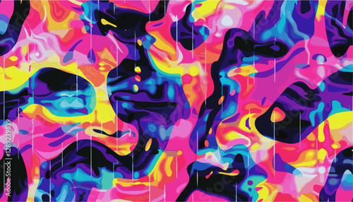 Y2K retro abstract background with a psychedelic vector design, neon gradients, futuristic patterns, aesthetic nostalgia, holographic colors, wavy lines, cyber art, glitch-inspired elements