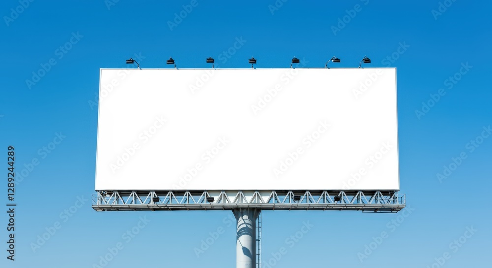 Obraz premium Large outdoor empty billboard under clear blue sky with copy-space for advertisement or promotional content placement