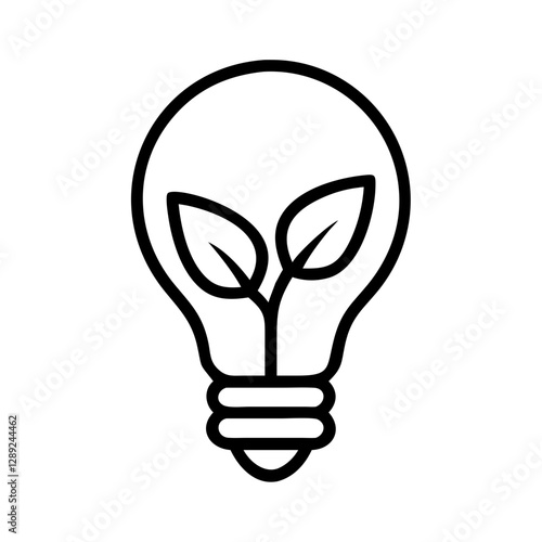 Eco Light Bulb Icon Vector Art Illustration for Green Energy and Sustainability