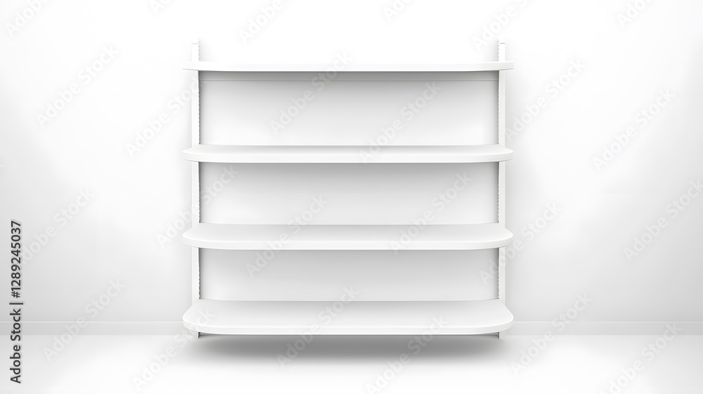 3d White Empty Product Display For Supermarket Mockup on white backdrop 3d White Empty Product Display For Supermarket Mockup on white backdrop