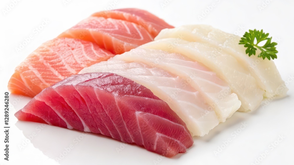 Sashimi Assortment on White Background Sashimi Assortment on White Background