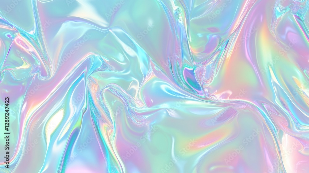 Fototapeta premium Iridescent pastel waves creating a mesmerizing abstract background