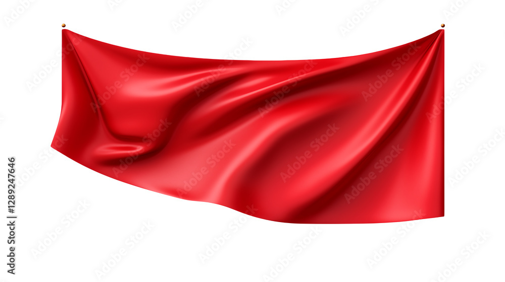 Naklejka premium Red Silk Fabric Drape Elegant Background Smooth Texture Wave Design Textile Banner