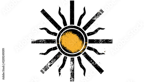 Zia sun symbol vector stamp with grunge distressed texture, isolated on transparent background, tribal emblem, ancient symbol, ethnic art, native design, rustic print,