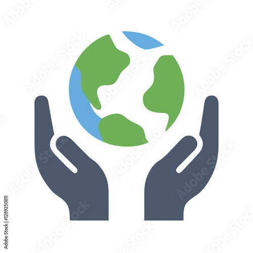 Hands Holding Earth Environmental Protection Icon Vector Art Illustration Design