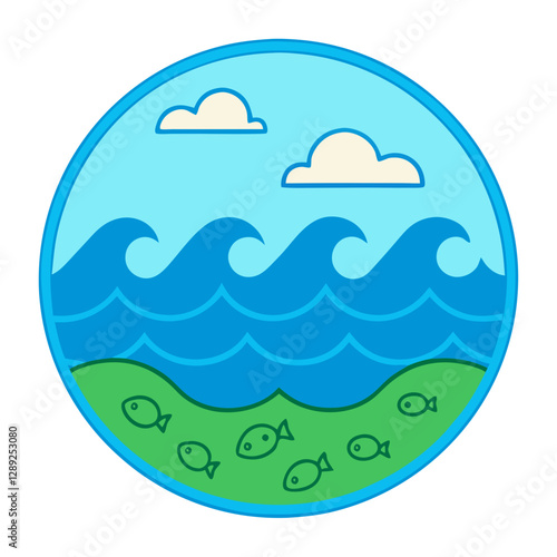Ocean Wave Marine Conservation Icon Set Vector Art Illustration for Environmental Design
