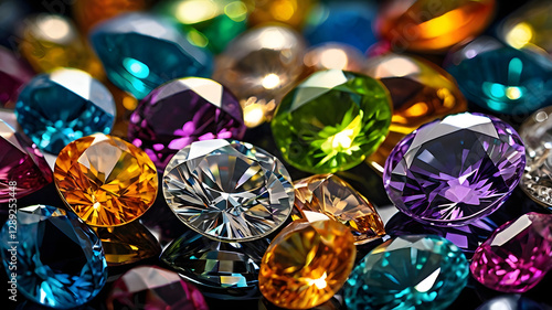 Diamonds sparkling in diffused light, captured in ultra-high resolution. This close-up of luxurious jewelry highlights their clarity, brilliance, elegance, ideal for jewelry enthusiasts and collectors