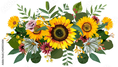 Vibrant Floral Arrangement, Sunflower Bouquet, Bright Yellow Sunflowers, Colorful Floral Design, Beautiful Sunflower Art, Fresh Sunflowers, Floral Decoration, Summer Flowers