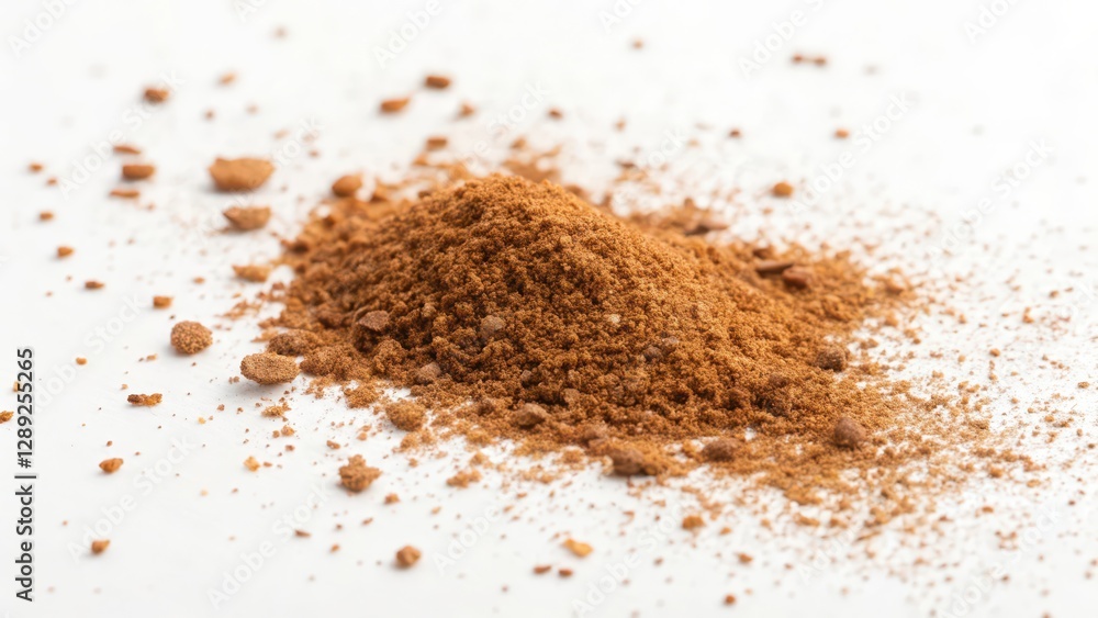 Brown Powder Pile on White Background Brown Powder Pile on White Background
