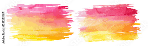 Watercolor gradient brushstrokes, hot pink to yellow, artistic watercolor strokes, vibrant gradient, brushstroke art, colorful abstract, bright artistic design, hand-painted gradient