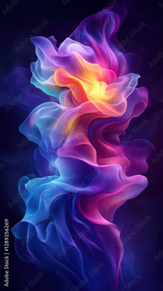 Ethereal Swirls of Colorful Light and Fluid Motion in Abstract Design Ethereal Swirls of Colorful Light and Fluid Motion in Abstract Design