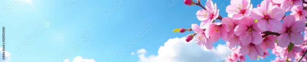 sakura blossoms in full bloom against a clear blue sky with fluffy white clouds, sakura, blue, flower sakura blossoms in full bloom against a clear blue sky with fluffy white clouds, sakura, blue, flower