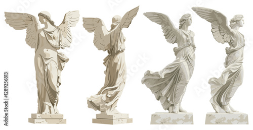 Winged Victory of Samothrace, classical sculpture, Greek artwork, ancient statue, transparent background, victory sculpture, historical art