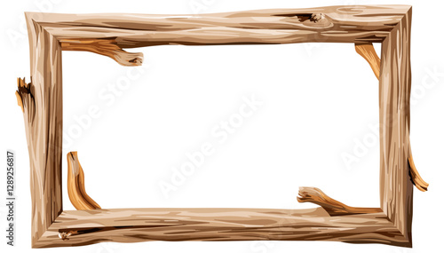 Wooden frame blank vector, empty frame, rustic wooden border, photo frame, frame mockup, art frame, vintage frame, wooden design, wooden texture, custom frame