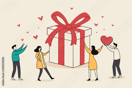 Loyalty program, gift card reward or spending bonus, shopping or sale to earn promotion prize, discount or redeem reward concept, people customer hold heart shape to redeem loyalty reward.