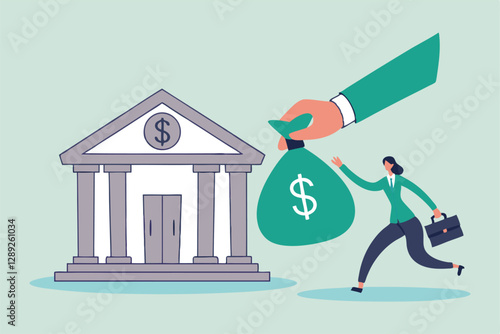 Business loan or bank offer money agreement, personal loan or entrepreneur and small business lending, debt or bank approval allowance concept, businessman business owner getting loan money from bank.