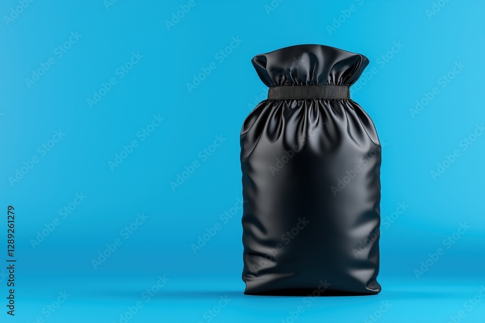 Black bag mockup displayed on a vibrant blue background for creative design and retail presentation Black bag mockup displayed on a vibrant blue background for creative design and retail presentation