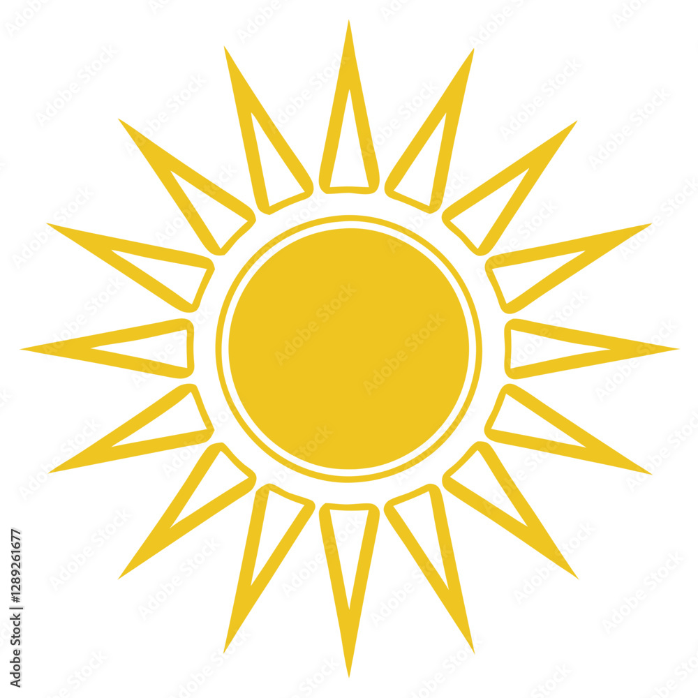 Sun Icon Vector Art Illustration – Bright and Modern Design for Summer, Nature, and Weather Sun Icon Vector Art Illustration – Bright and Modern Design for Summer, Nature, and Weather