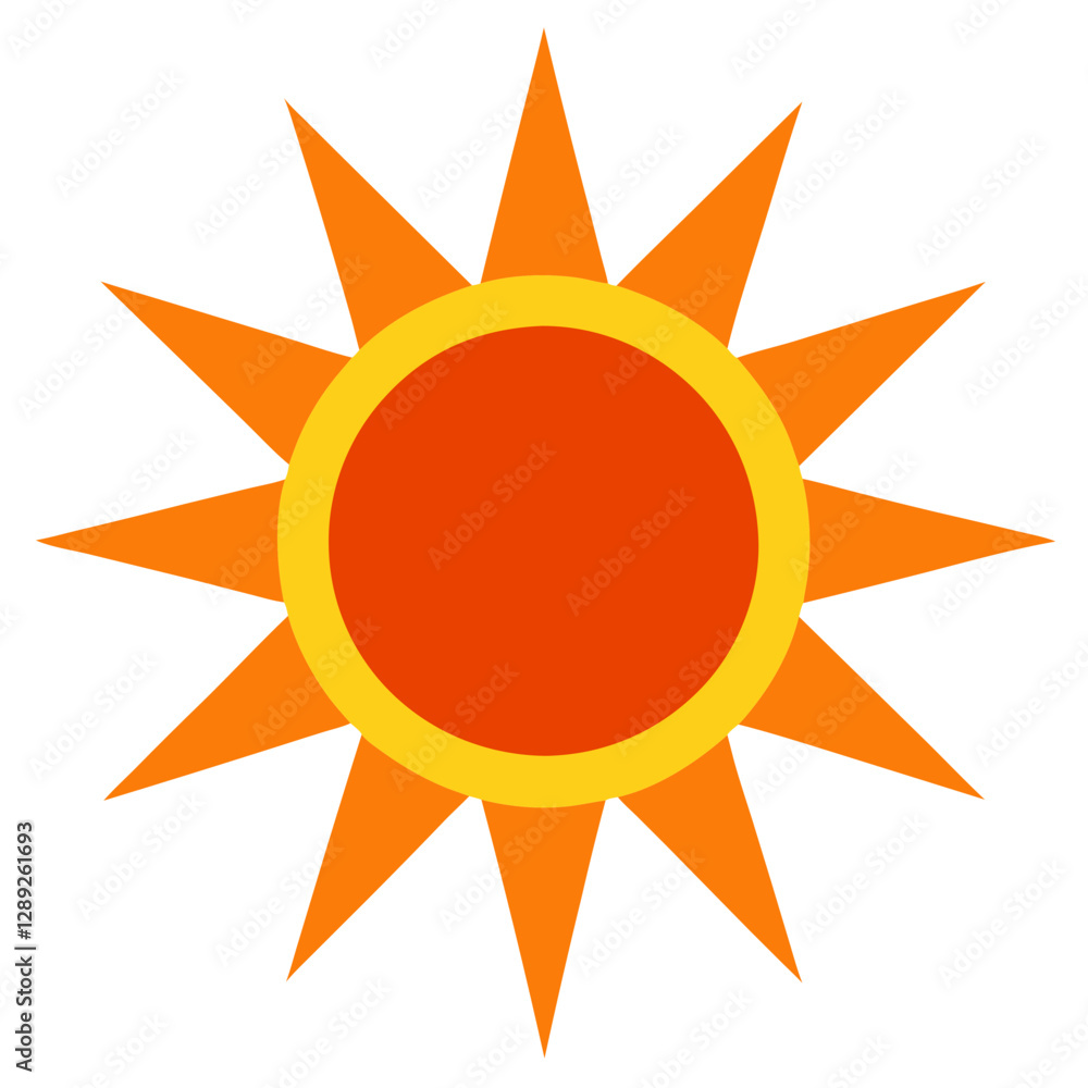 Sun Icon Vector Art Illustration – Bright and Modern Design for Summer, Nature, and Weather Sun Icon Vector Art Illustration – Bright and Modern Design for Summer, Nature, and Weather