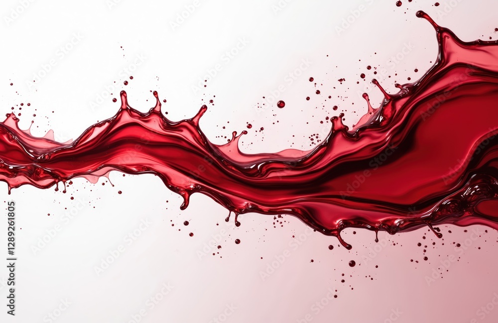 Abstract red wine splash flowing dynamically on light gradient background. Liquid movement for branding design. Rich red colour beverage, great for posters, wallpapers, template mockup product shots. Abstract red wine splash flowing dynamically on light gradient background. Liquid movement for branding design. Rich red colour beverage, great for posters, wallpapers, template mockup product shots.