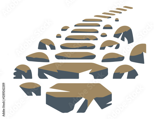 Stone Path Vector Illustration – Various Rock Path Designs in Different Styles