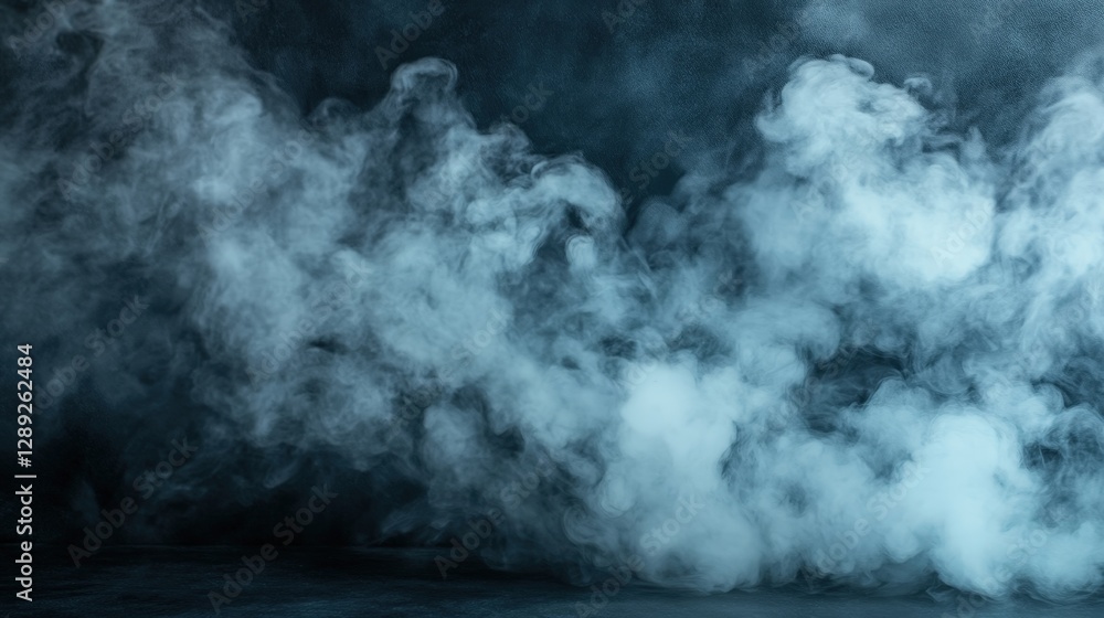Fototapeta premium A captivating image of swirling smoke patterns in a dark space creates a mysterious atmosphere, invoking feelings of intrigue and depth, while showcasing abstract artistic expression.