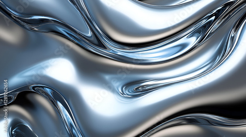Wallpaper Mural Liquid metal background with flowing chrome waves reflecting light Torontodigital.ca