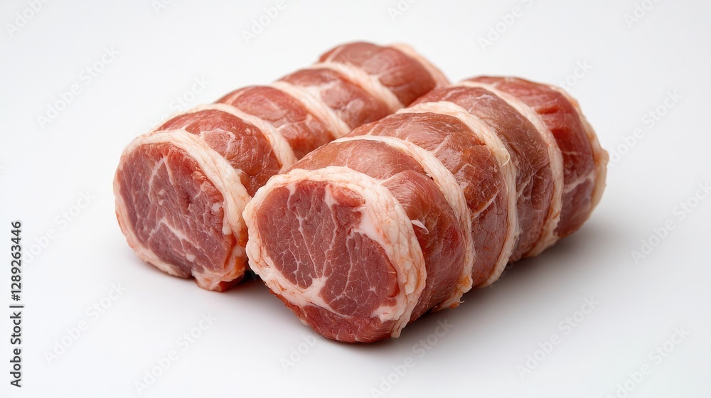 Bacon-wrapped pork loin, studio shot, food photography, recipe ingredient Bacon-wrapped pork loin, studio shot, food photography, recipe ingredient