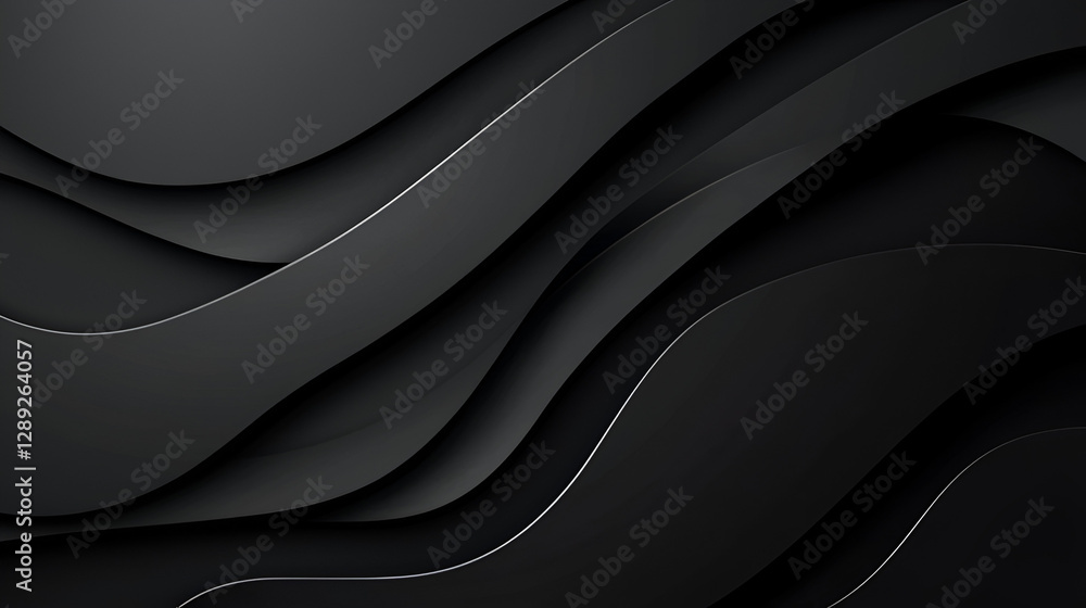Obraz premium Abstract Dark Waves: A mesmerizing interplay of deep black shades and smooth curves creating a captivating visual experience. The subtle gradient adds depth and mystery.
