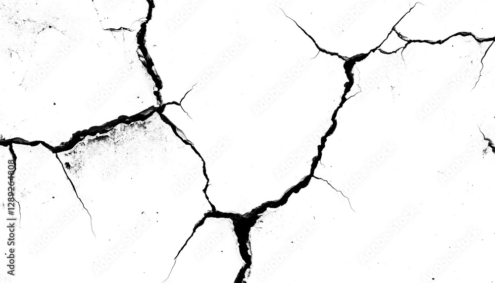 Fototapeta premium Abstract cracked concrete texture on a transparent background. isolated background.