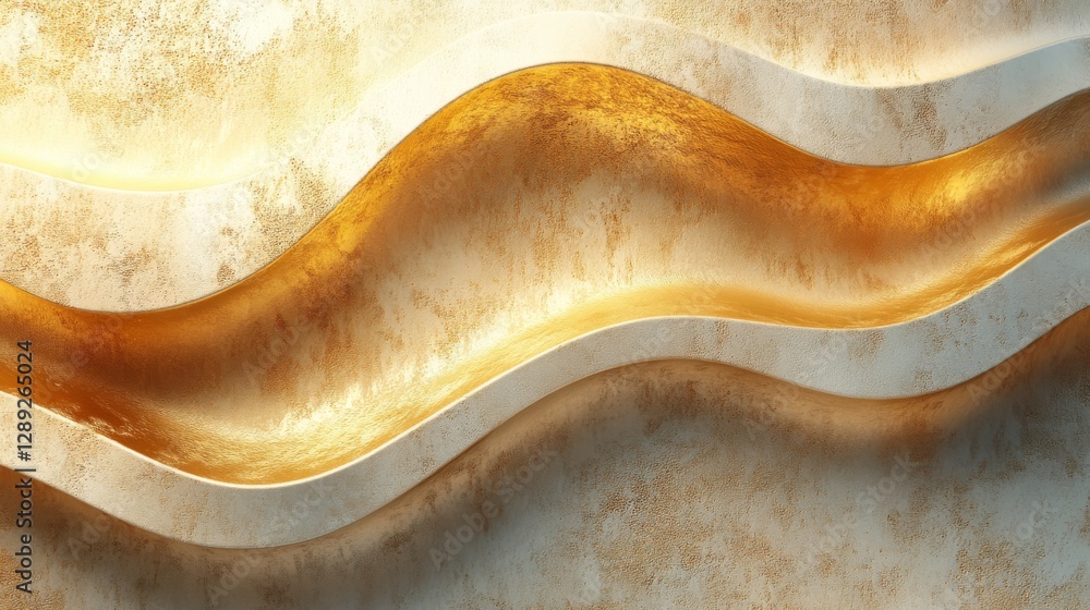 Golden Waves Abstract Design Displaying Texture and Luxurious Color Elements Golden Waves Abstract Design Displaying Texture and Luxurious Color Elements