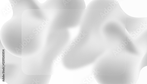 White Background in glassmorphism style. Glass overlay effect on abstract background with liquid white shapes. Banner, cover, poster, wallpaper, design with space for text