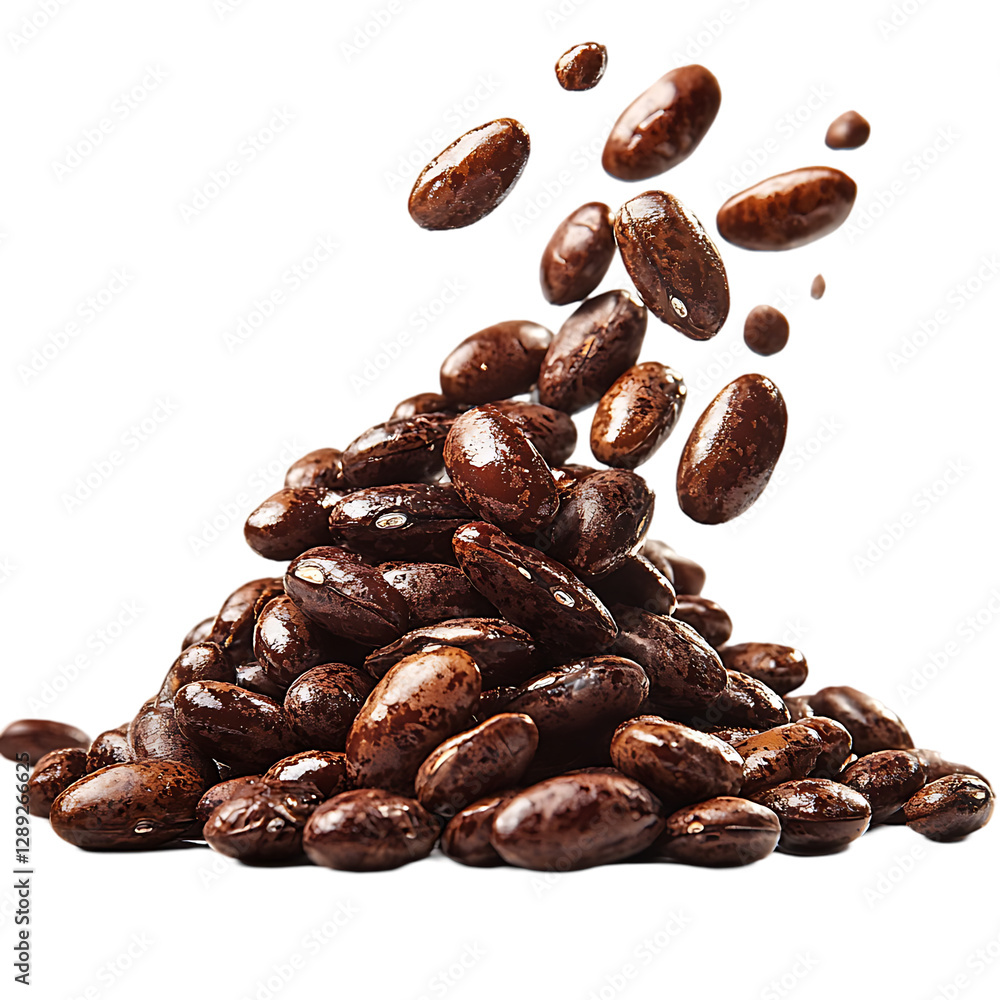 Obraz premium Dark brown beans exploding from a pile.