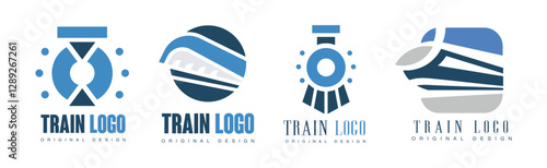 Train and Railroad Traffic Logo Design Vector Set