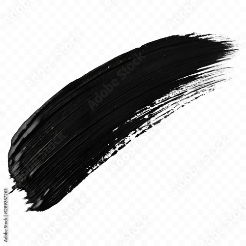 Black paint stroke on transparent background
