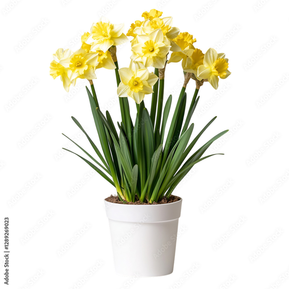 A Vibrant Yellow Daffodil Plant in Full Bloom Isolated on Transparent Background A Vibrant Yellow Daffodil Plant in Full Bloom Isolated on Transparent Background