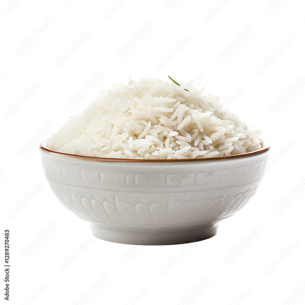 Isolated Bowl of Cooked Rice Isolated Bowl of Cooked Rice