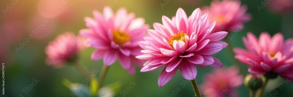Pink chrysanthemum blooms sway gently in the wind, pink, flowers Pink chrysanthemum blooms sway gently in the wind, pink, flowers