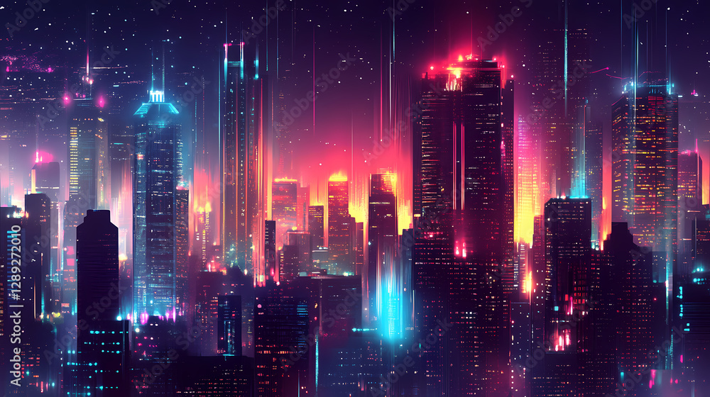 Abstract futuristic city lights streaking. Metropolis of Light Beams. Illustration Abstract futuristic city lights streaking. Metropolis of Light Beams. Illustration